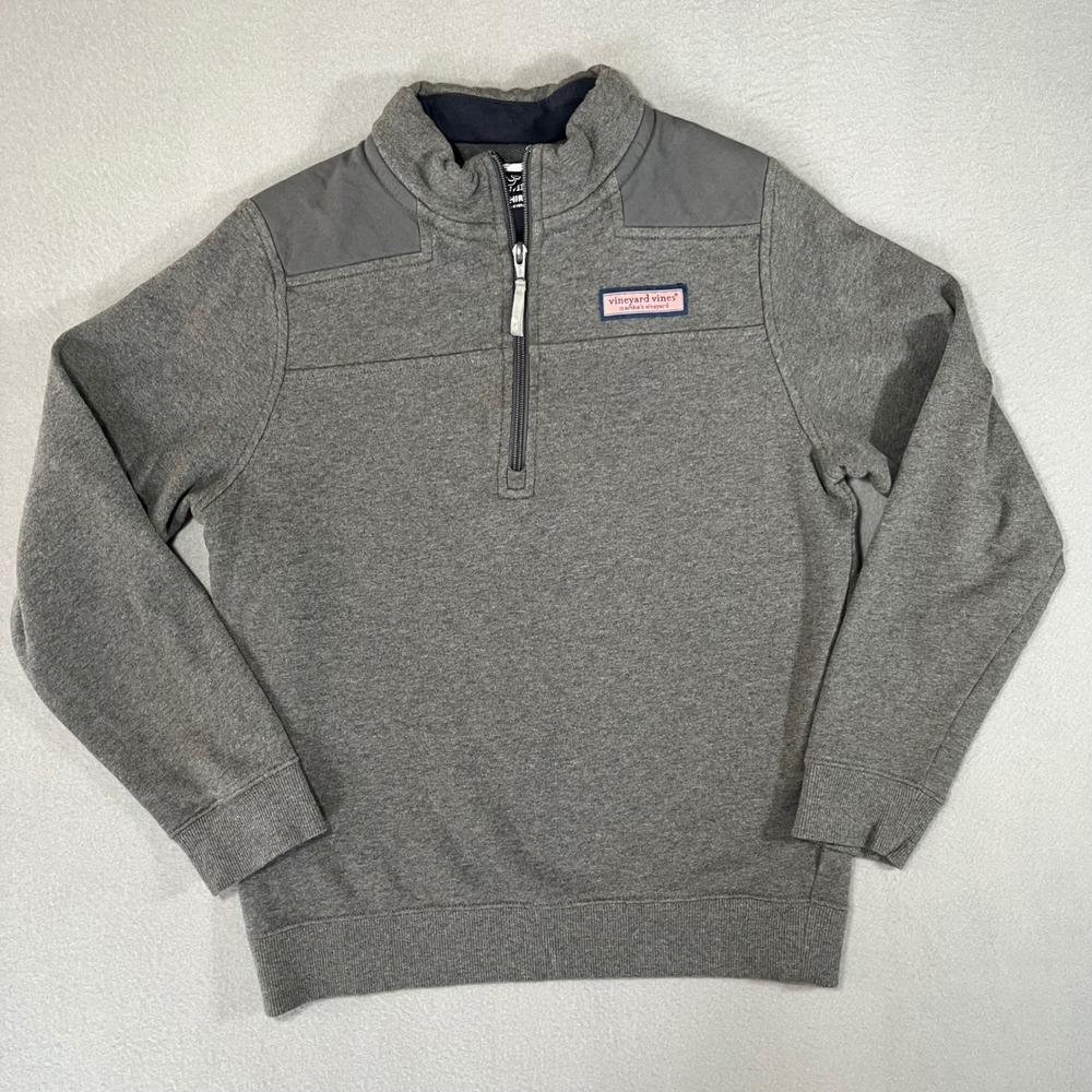 Vineyard Vines Boys Shep Shirt Quarter Zip Pullover Gray Size L 16 Cotton
